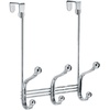 image:imageInterDesign 53070 Chrome Finish York Lyra 6 Hook Over The Door RackChrome  Set of 2