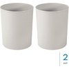 image:imageInterDesign iDesign Small Round Plastic Trash Can Light Gray Set of 2  Ideal for Bathroom Ideal for Bedroom Ideal for Office