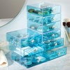 image:imageiDesign 3Drawer Plastic Vanity Organizer Compact Storage Organization Drawers Set for Cosmetics Dental Supplies Hair Care Bathroom Dorm Desk Countertop Office 65 x 65 x 65 White  Bathroom Storage Vanity StorageAqua