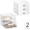 image:imageiDesign 3Drawer Plastic Vanity Organizer Compact Storage Organization Drawers Set for Cosmetics Dental Supplies Hair Care Bathroom Dorm Desk Countertop Office 65 x 65 x 65 White  Bathroom Storage Vanity StorageClear