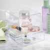 image:imageiDesign 3Drawer Plastic Vanity Organizer Compact Storage Organization Drawers Set for Cosmetics Dental Supplies Hair Care Bathroom Dorm Desk Countertop Office 65 x 65 x 65 White  Bathroom Storage Vanity StorageClear