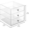 image:imageiDesign 3Drawer Plastic Vanity Organizer Compact Storage Organization Drawers Set for Cosmetics Dental Supplies Hair Care Bathroom Dorm Desk Countertop Office 65 x 65 x 65 White  Bathroom Storage Vanity StorageClear