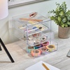 image:imageiDesign 3Drawer Plastic Vanity Organizer Compact Storage Organization Drawers Set for Cosmetics Dental Supplies Hair Care Bathroom Dorm Desk Countertop Office 65 x 65 x 65 White  Bathroom Storage Vanity StorageClear