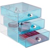 image:imageiDesign 3Drawer Plastic Vanity Organizer Compact Storage Organization Drawers Set for Cosmetics Dental Supplies Hair Care Bathroom Dorm Desk Countertop Office 65 x 65 x 65 White  Bathroom Storage Vanity StorageAqua