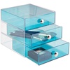 image:imageiDesign 3Drawer Plastic Vanity Organizer Compact Storage Organization Drawers Set for Cosmetics Dental Supplies Hair Care Bathroom Dorm Desk Countertop Office 65 x 65 x 65 White  Bathroom Storage Vanity StorageAqua