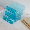 image:imageiDesign 3Drawer Plastic Vanity Organizer Compact Storage Organization Drawers Set for Cosmetics Dental Supplies Hair Care Bathroom Dorm Desk Countertop Office 65 x 65 x 65 White  Bathroom Storage Vanity StorageAqua