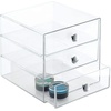 image:imageiDesign 3Drawer Plastic Vanity Organizer Compact Storage Organization Drawers Set for Cosmetics Dental Supplies Hair Care Bathroom Dorm Desk Countertop Office 65 x 65 x 65 White  Bathroom Storage Vanity StorageClear