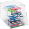 image:imageiDesign 3Drawer Plastic Vanity Organizer Compact Storage Organization Drawers Set for Cosmetics Dental Supplies Hair Care Bathroom Dorm Desk Countertop Office 65 x 65 x 65 White  Bathroom Storage Vanity StorageClear