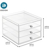 image:imageiDesign 3Drawer Stackable Makeup Organizer Small Clear  Plastic Storage Drawers For Bathroom Vanity or DeskTransparent