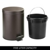 image:imageiDesign 44211EU Metal Step Trash Can with Lid 5 Liter Waste Basket Bin with Insert for Bathroom Kitchen Office 8 x 8 x 11 Bronze  Waste Basket Bin with Insert For Bathroom Kitchen OfficeBronze