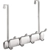 image:imageiDesign Bruschia Metal Over the Door Hanging 4Hook Rack for Coats Hats Robes Towels in Bathroom Bedroom Dorm Entryway 13 x 442 x 1125 Brushed Nickel and Chrome