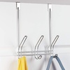 image:imageiDesign Classico Metal Over the Door Organizer 3Hook Rack for Coats Hats Robes Towels Jackets Purses Bedroom Closet and Bathroom 5 x 82 x 125 ChromeChrome