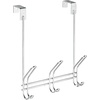 image:imageiDesign Classico Metal Over the Door Organizer 3Hook Rack for Coats Hats Robes Towels Jackets Purses Bedroom Closet and Bathroom 5 x 82 x 125 ChromeChrome