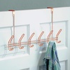 image:imageiDesign Classico Metal Over the Door Organizer 6Hook Rack for Coats Hats Robes Towels Bedroom Closet and Bathroom CopperCopper