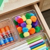 image:imageiDesign Linus Plastic Kitchen Drawer Organizer for Silverware Spatulas Cutlery Gadgets Office Supplies Cosmetics 4 x 4 x 3 Set of 2 Clear  Storage for Kitchen Storage for Bathroom Storage for Desk DrawersPack of 6