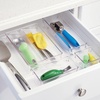 image:imageiDesign Linus Plastic Kitchen Drawer Organizer for Silverware Spatulas Cutlery Gadgets Office Supplies Cosmetics 4 x 4 x 3 Set of 2 Clear  Storage for Kitchen Storage for Bathroom Storage for Desk DrawersPack of 2