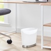 image:imageiDesign Slim Bathroom Trash Can FrostMatte Black  Small Plastic For Bedroom Office Desk or DormFrostBrushed Nickel