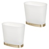 image:imageiDesign Slim Bathroom Trash Can FrostMatte Black  Small Plastic For Bedroom Office Desk or DormFrostSoft Brass