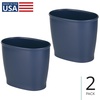 image:imageiDesign Slim Plastic Bathroom Trash Can White  Small Size For Bedroom Office Desk DormNavy
