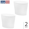 image:imageiDesign Small Oval Trash Can White Set of 2  Ideal for Bathroom or Home Office Made in USAPack of 2