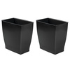 image:imageiDesign Small Plastic Bathroom Trash Can Navy Blue  Slim Rectangle For Bedroom Office DormBlack