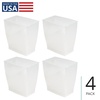 image:imageiDesign Small Plastic Bathroom Trash Can Navy Blue  Slim Rectangle For Bedroom Office DormFrost