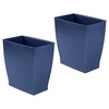 image:imageiDesign Small Plastic Bathroom Trash Can Navy Blue  Slim Rectangle For Bedroom Office DormNavy Blue