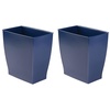 image:imageiDesign Small Plastic Bathroom Trash Can Navy Blue  Slim Rectangle For Bedroom Office DormNavy Blue