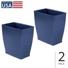 image:imageiDesign Small Plastic Bathroom Trash Can Navy Blue  Slim Rectangle For Bedroom Office DormNavy Blue