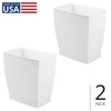 image:imageiDesign Small Plastic Bathroom Trash Can Navy Blue  Slim Rectangle For Bedroom Office DormWhite