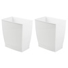 image:imageiDesign Small Plastic Bathroom Trash Can Navy Blue  Slim Rectangle For Bedroom Office DormWhite