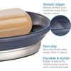 image:imageiDesign Soap Dish Matte NavyBrushed Nickel  Ceramic and Steel Bar HolderSoap Dish