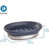 image:imageiDesign Soap Dish Matte NavyBrushed Nickel  Ceramic and Steel Bar HolderSoap Dish