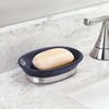 image:imageiDesign Soap Dish Matte NavyBrushed Nickel  Ceramic and Steel Bar HolderSoap Dish