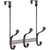 image:imageiDesign York Metal Over the Door Organizer 3Hook Rack for Coats Hats Robes Towels Bedroom Closet and Bathroom 838 x 525 x 11 Bronze3 Hook