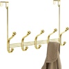 image:imageiDesign York Metal Over the Door Organizer 5Hook Rack for Coats Hats Robes Towels Jackets Purses Bedroom Closet and Bathroom 1528 x 525 x 11 ChromeGoldBrass