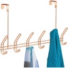 image:imageiDesign Classico Metal Over the Door Organizer 6Hook Rack for Coats Hats Robes Towels Bedroom Closet and Bathroom CopperCopper