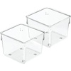 image:imageiDesign Linus Plastic Kitchen Drawer Organizer for Silverware Spatulas Cutlery Gadgets Office Supplies Cosmetics 4 x 4 x 3 Set of 2 Clear  Storage for Kitchen Storage for Bathroom Storage for Desk DrawersPack of 2