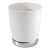 image:imageiDesign York Wastebasket Metal Small Round Vintage Trash Can for Bathroom Bedroom Dorm College Office 85 x 85 x 975 White and Chrome  WhiteChrome For Bedroom Office Desk Kitchen Dorm