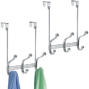 image:imageInterDesign 53070 Chrome Finish York Lyra 6 Hook Over The Door RackChrome  Set of 2