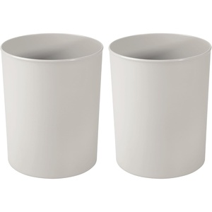 image:imageInterDesign iDesign Small Round Plastic Trash Can Light Gray Set of 2  Ideal for Bathroom Ideal for Bedroom Ideal for Office