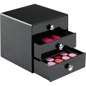 image:imageiDesign 3Drawer Plastic Vanity Organizer Compact Storage Organization Drawers Set for Cosmetics Dental Supplies Hair Care Bathroom Dorm Desk Countertop Office 65 x 65 x 65 White  Bathroom Storage Vanity StorageBlack