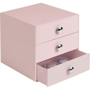 image:imageiDesign 3Drawer Plastic Vanity Organizer Compact Storage Organization Drawers Set for Cosmetics Dental Supplies Hair Care Bathroom Dorm Desk Countertop Office 65 x 65 x 65 White  Bathroom Storage Vanity StoragePink