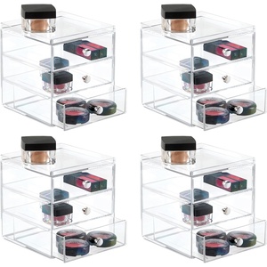 image:imageiDesign 3Drawer Stackable Makeup Organizer Small Clear  Plastic Storage Drawers For Bathroom Vanity or DeskClear