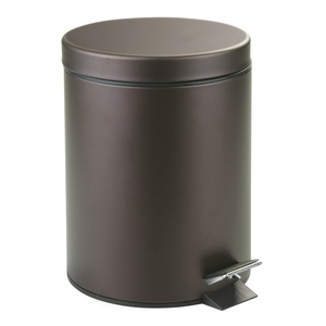 image:imageiDesign 44211EU Metal Step Trash Can with Lid 5 Liter Waste Basket Bin with Insert for Bathroom Kitchen Office 8 x 8 x 11 Bronze  Waste Basket Bin with Insert For Bathroom Kitchen OfficeBronze