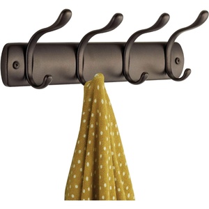 image:imageiDesign Bruschia Metal Wall Mount 4Hook Rack for Coats Hats Scarves Towels Robes Jackets Purses Leashes 13 x 29 x 366 BronzeBronze