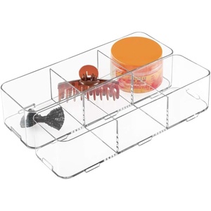 image:imageiDesign Clarity Bathroom Interlocking Drawer Organizer for Cosmetics Beauty Products Hair Accessories  Extra Large Clear 12inch x 4inch x 3inch12x 4 x 3