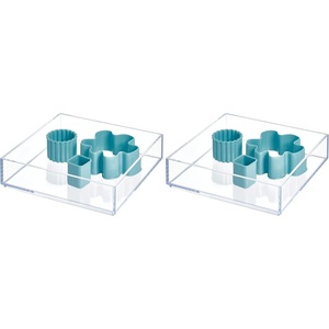 image:imageiDesign Clarity Kitchen Drawer Organizer 8 x 8 x 2 Clear  For Silverware For Spatulas For Gadgets Medium8 x 8 x 2 Pack of 2