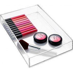 image:imageiDesign Clarity Plastic Drawer Organizer Clear XSmall 4 x 4 x 2  Storage Container for Kitchen Gadgets For Corks StickyNotes Clips For Pantry Cabinets CountertopsXL