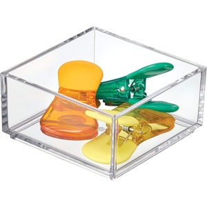 image:imageiDesign Clarity Plastic Drawer Organizer Clear XSmall 4 x 4 x 2  Storage Container for Kitchen Gadgets For Corks StickyNotes Clips For Pantry Cabinets CountertopsXS